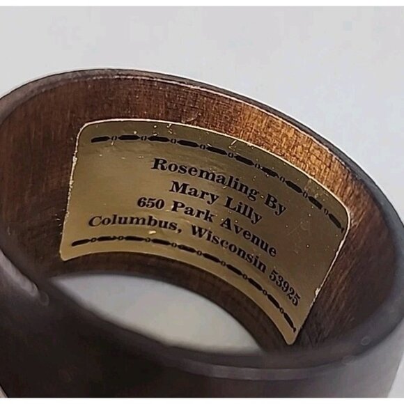 Vintage Hand Painted Floral Wood Napkin Rings Holders Set 6 MCM Mary Lilly Wisc - Picture 5 of 6